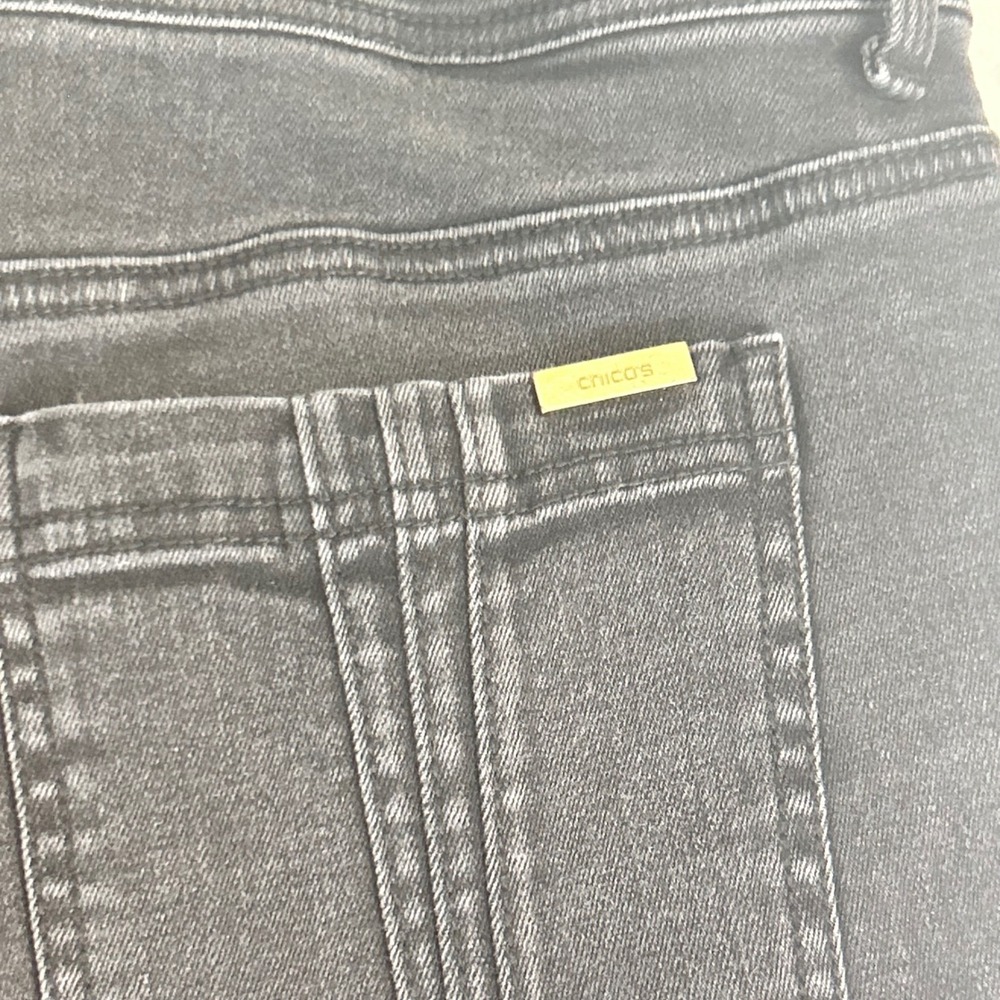 Chicos So Slimming Ankle Jeans Womens 3 Black Straight Leg Stretch Denim Gold HW - Picture 9 of 11